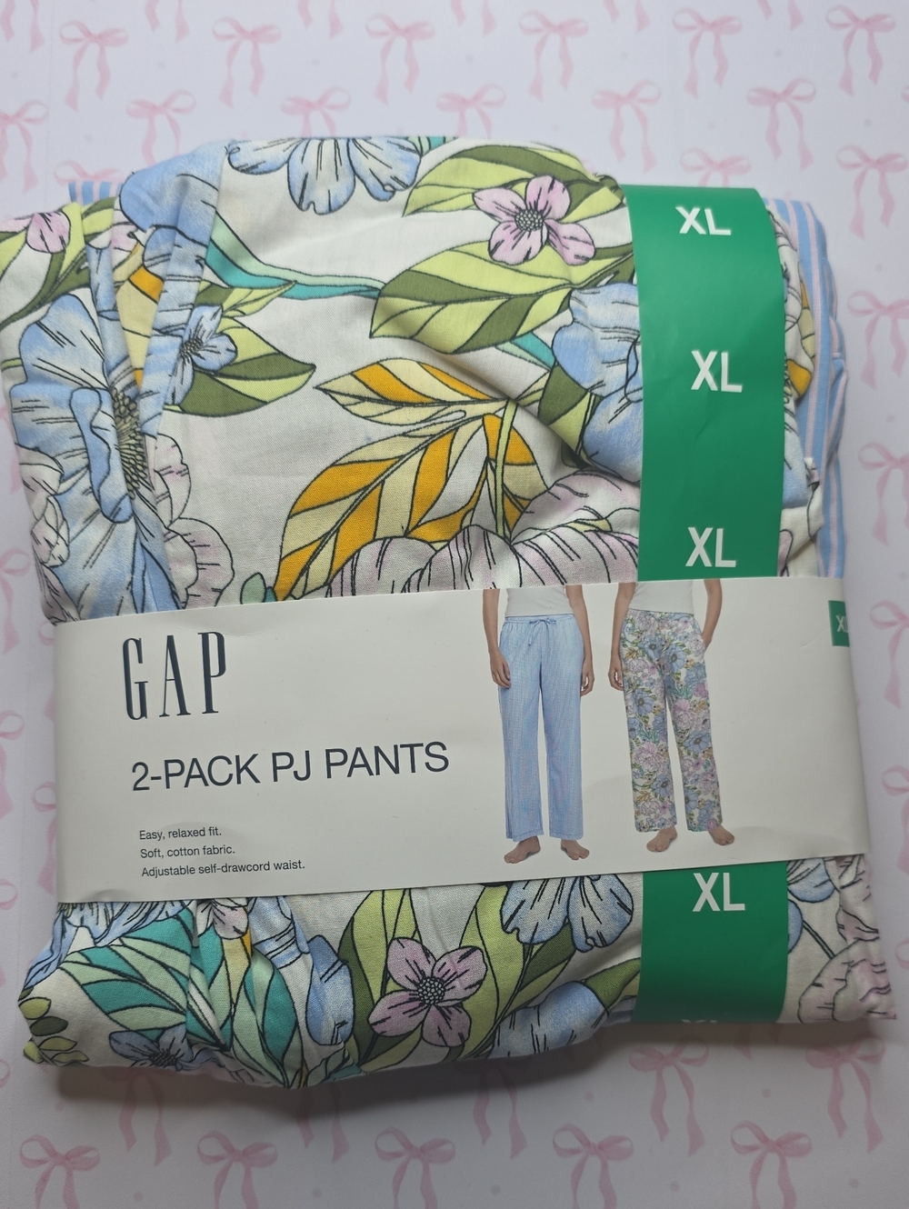 GAP Floral Cotton PJ Pants - Blue, Green, Yellow (2-Pack)